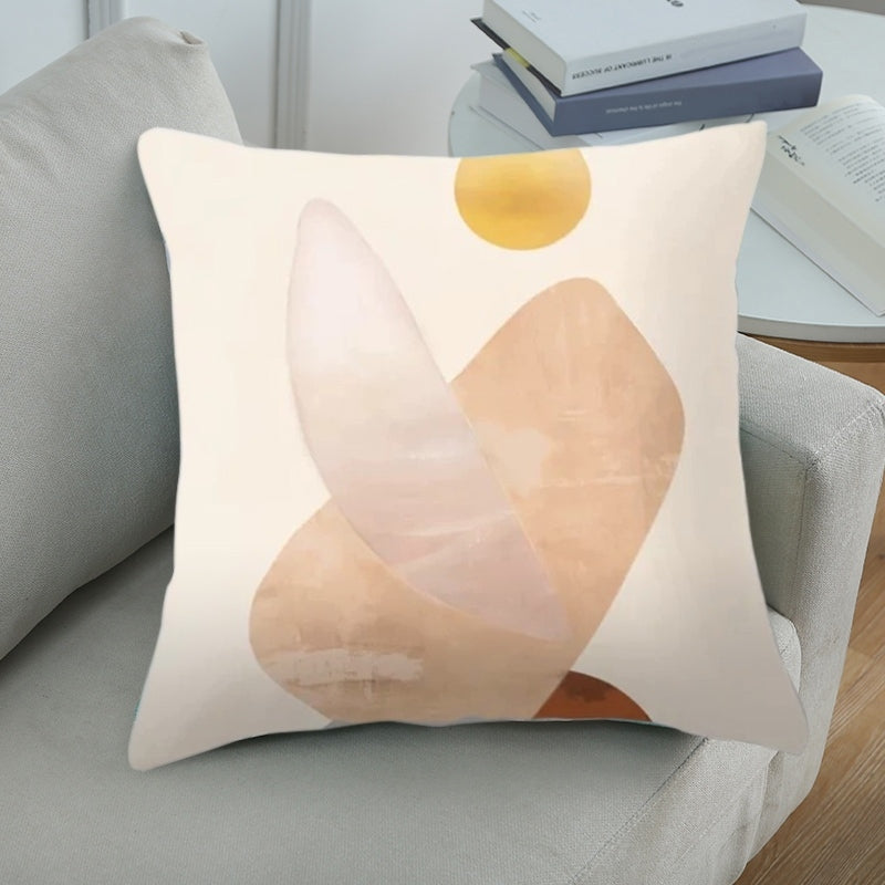 Minimalist Geometric Throw Pillow Cover, Set of 2-Peach-Front