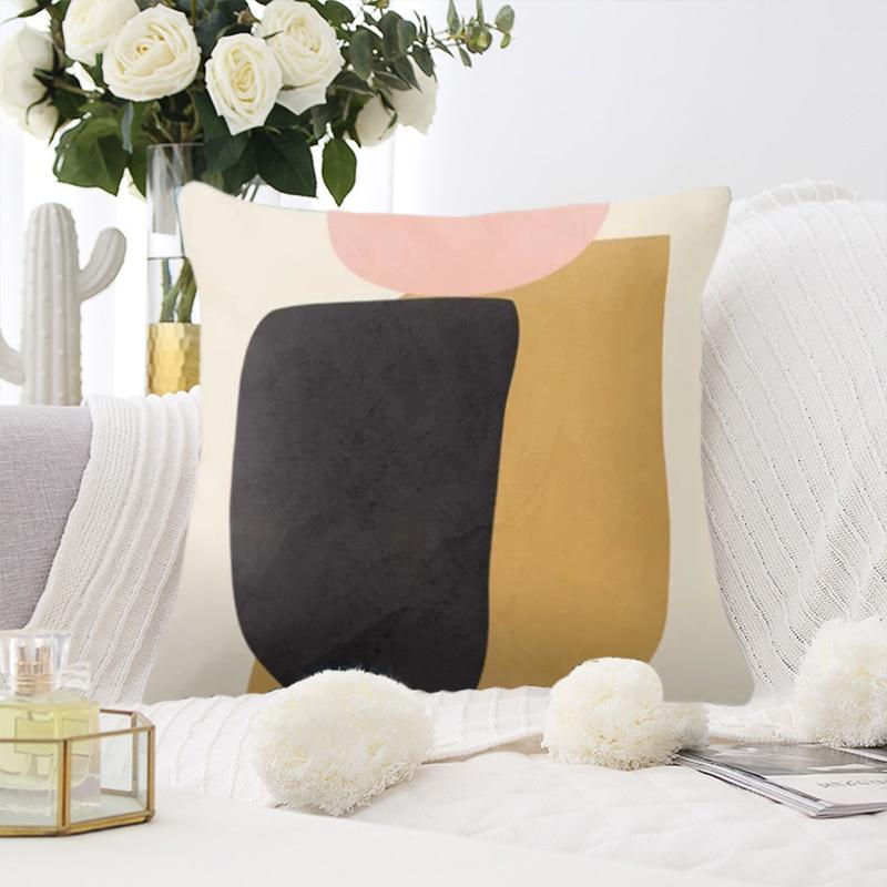 Minimalist Geometric Throw Pillow Cover, Set of 2-Black-Brown
